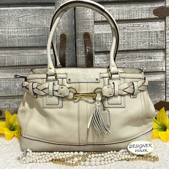 Authentic COACH Hampton Off White Leather Carryall Satchel 10529 GUC! - Picture 1 of 12